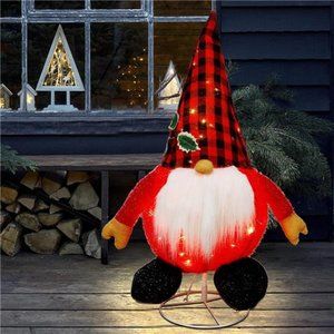 Lighted Christmas Decorations, Pre-Lit Pop Up Plush Xmas Gnome with Lights